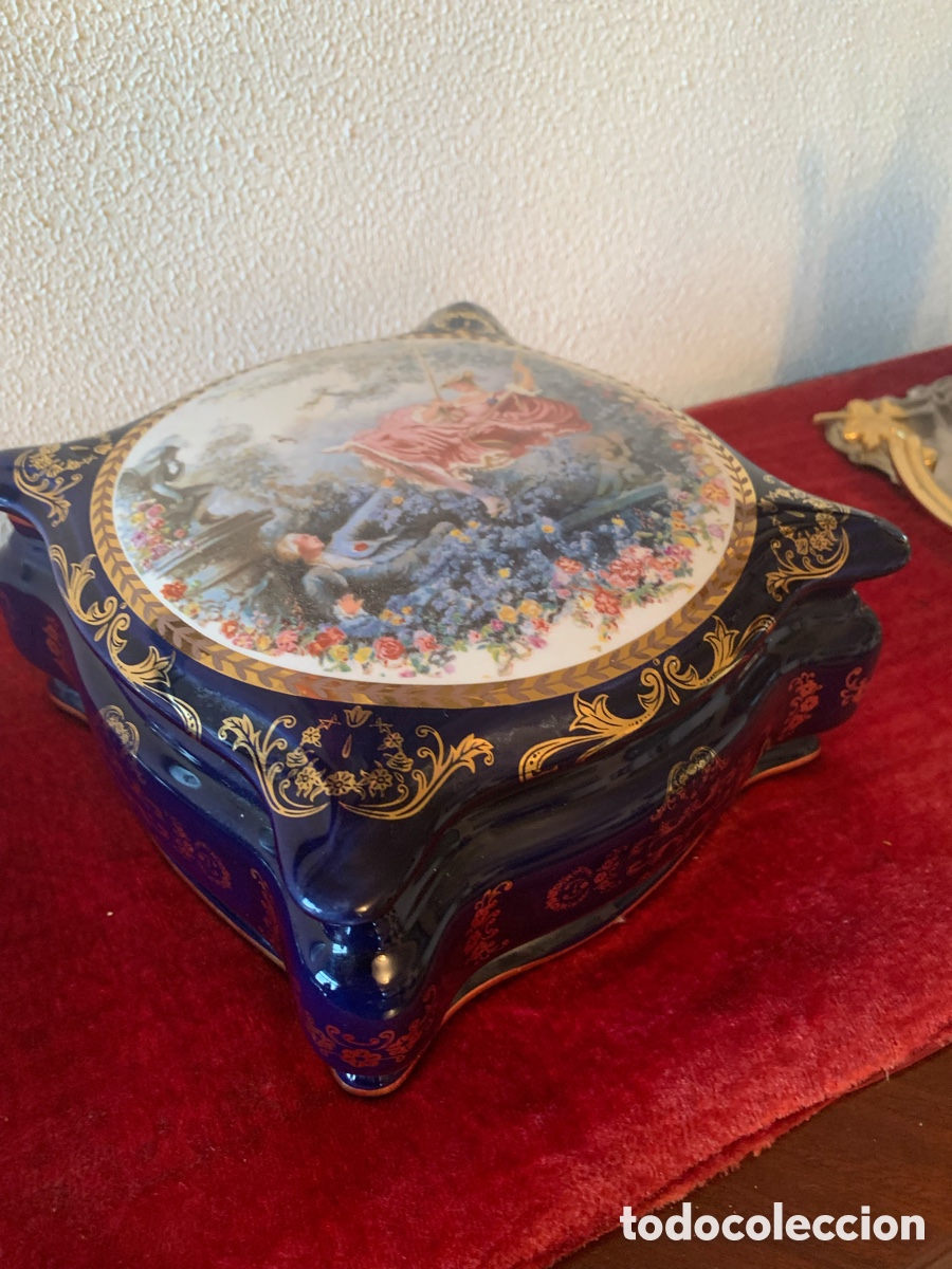 Vintage: Caja joyero vintage azul cobalto