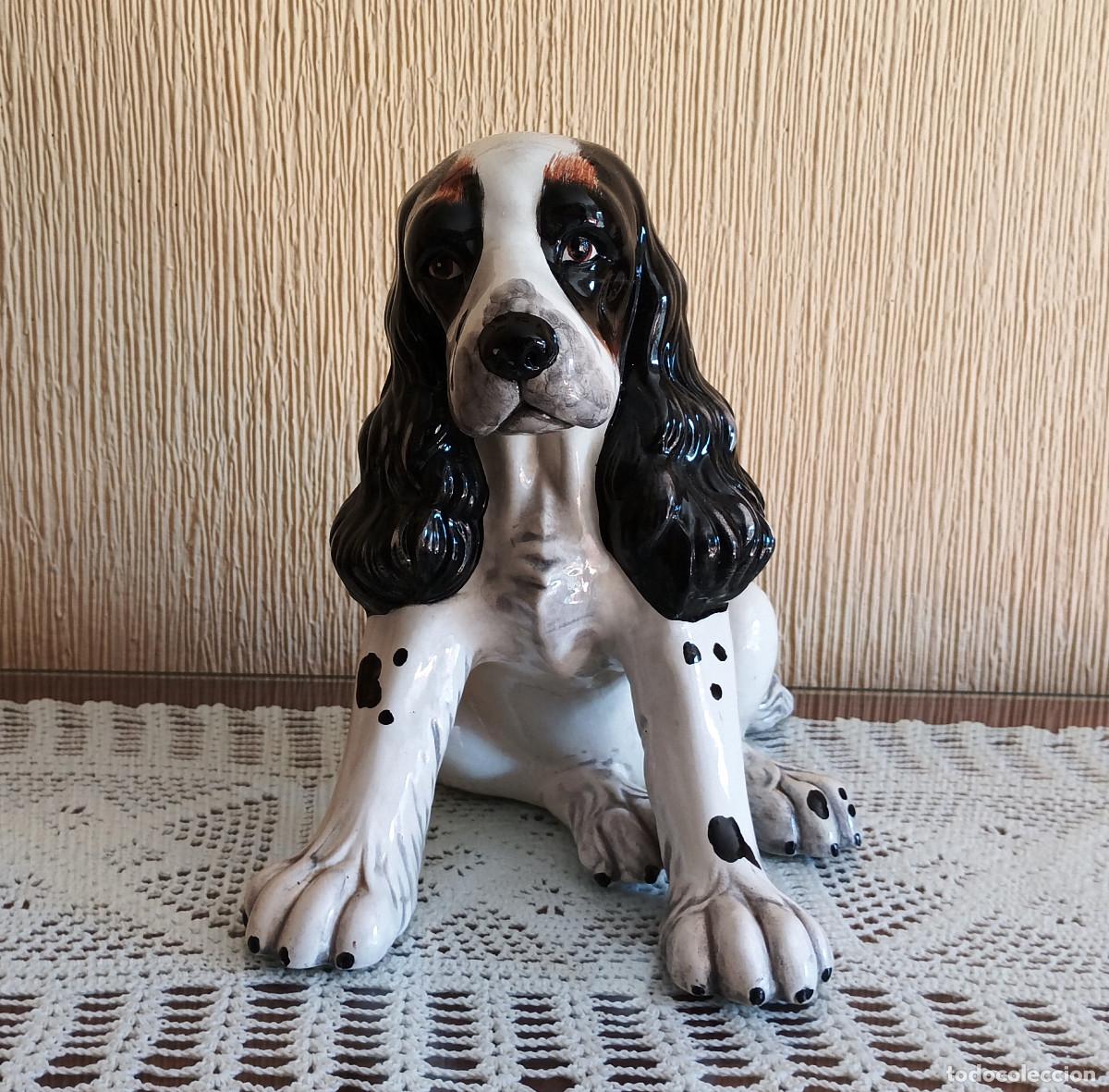 Vintage: Figura Cocker Spaniel Vintage - Cer&aacute;mica Italiana Numerada (25 cm)