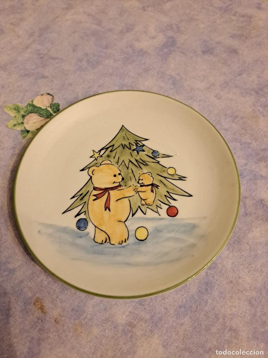 Vintage: Bonito plato para galletas con motivo navide&ntilde;o pintado a mano, porcelana Gepa