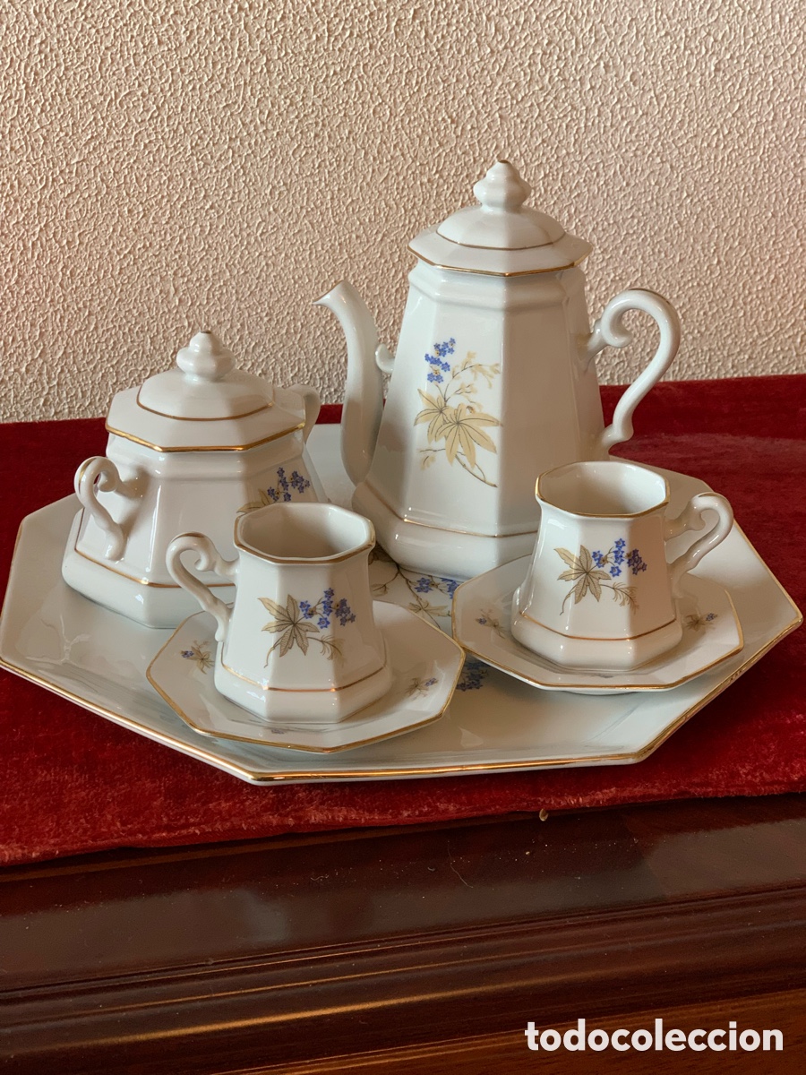Vintage: Juego de caf&eacute; vintage &ldquo;t&uacute; y yo&rdquo; en porcelana &ndash; bandeja octogonal