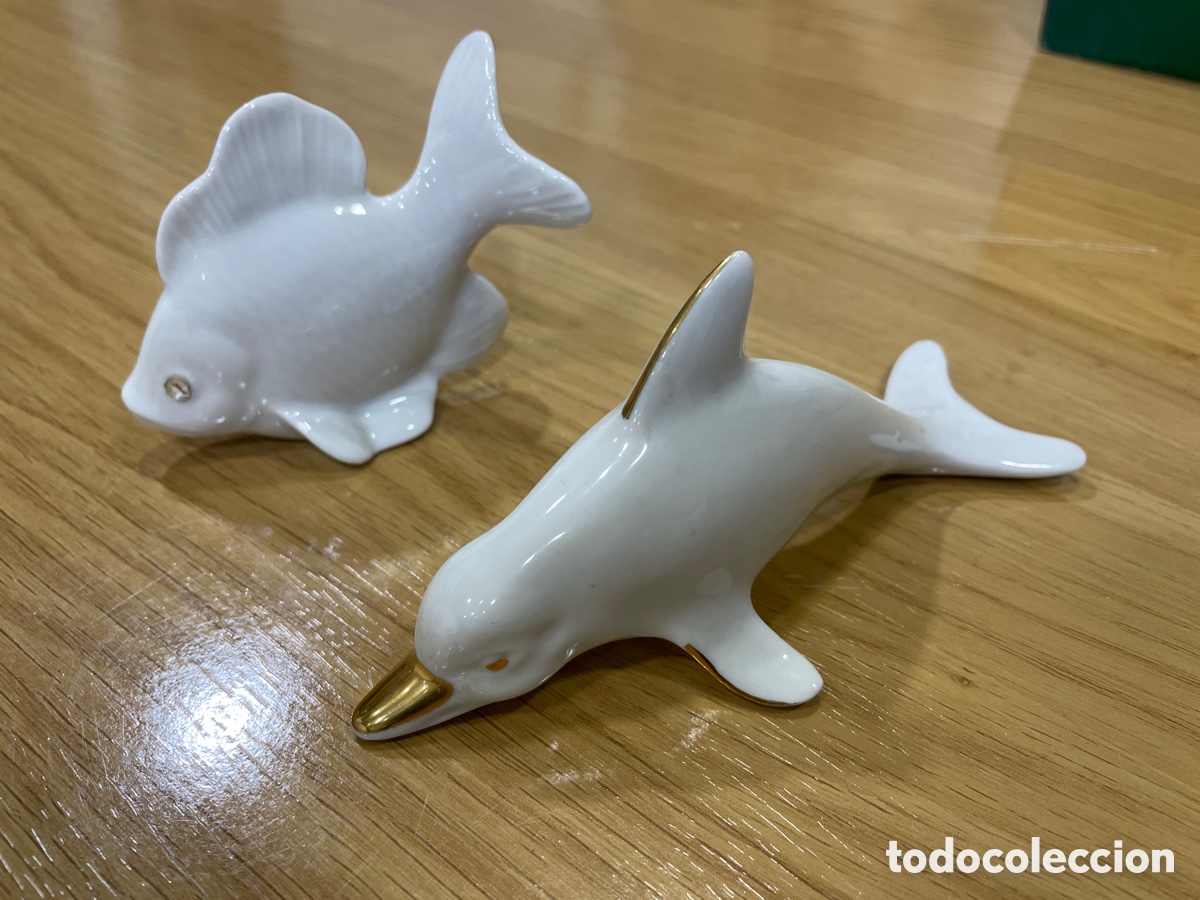 Vintage: Delfin y pez porcelana