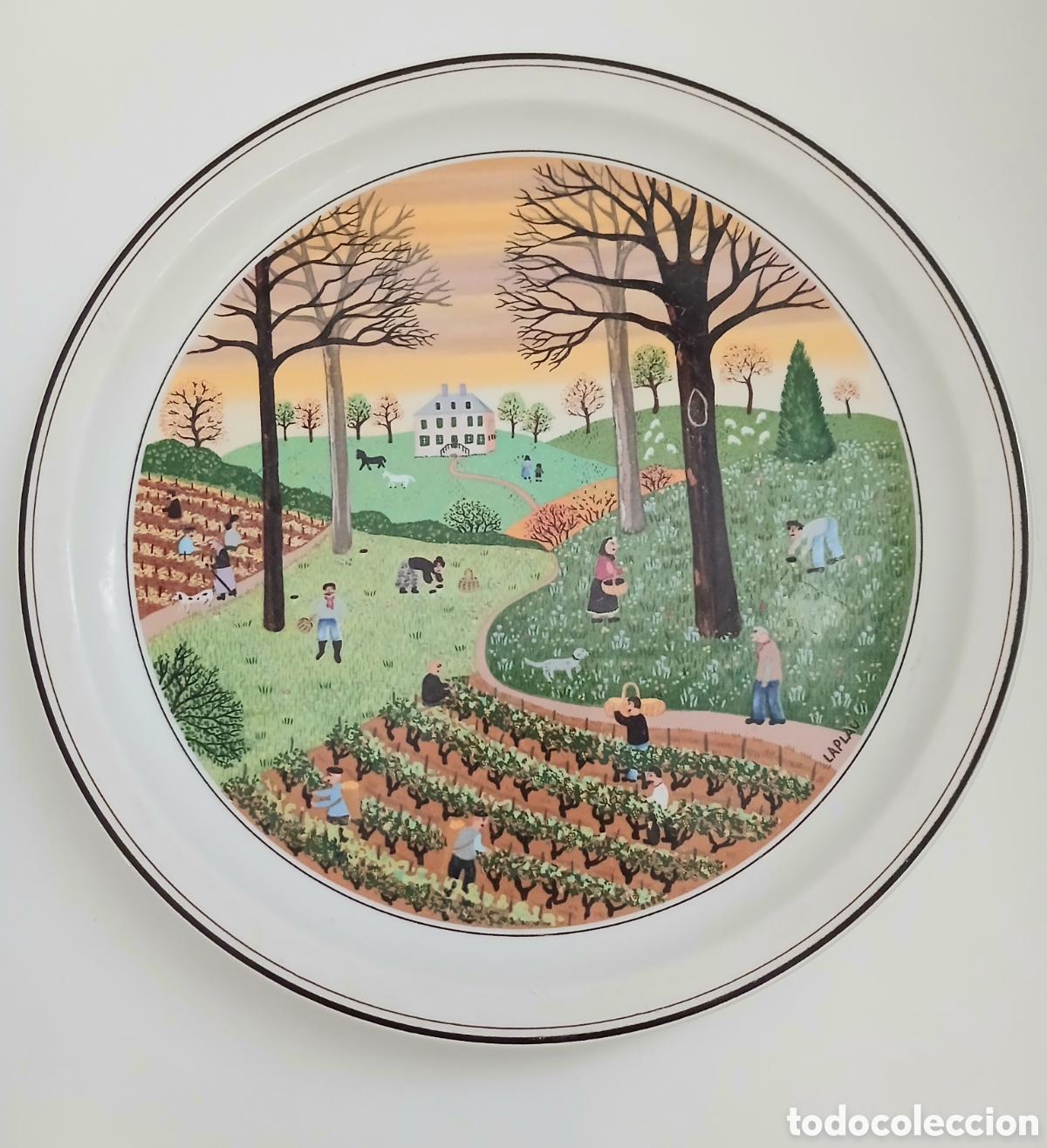 Vintage: Plato Villeroy & Boch - Design Naif &rdquo;Oto&ntilde;o&rdquo; (The Four Seasons) - G&eacute;rard Laplau