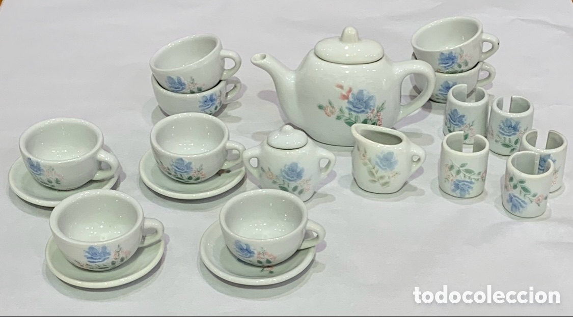 Vintage: Juego de caf&eacute; miniatura. Strombecker Corp. Porcelana China. 20 pieza. A&ntilde;os 90.
