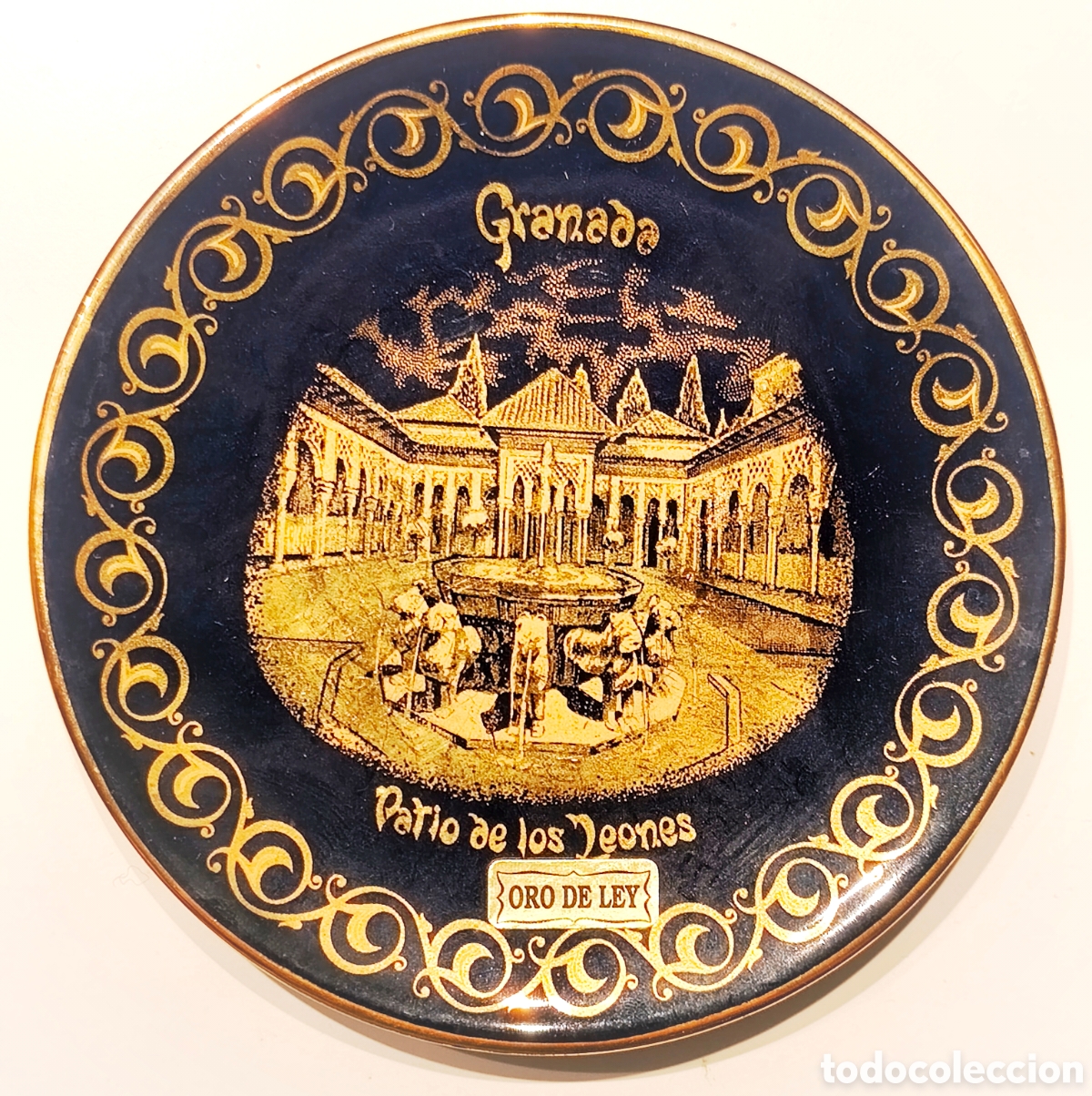 Vintage: PLATITO VINTAGE decorado en Oro de ley. PATIO DE LOS LEONES. LA ALHAMBRA. Porcelanas CICA. Granada