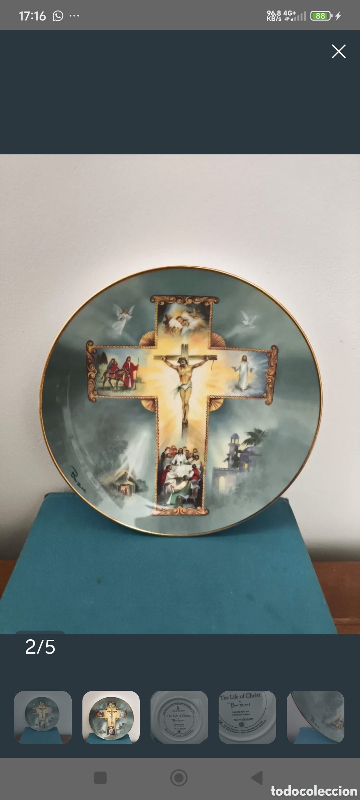 Vintage: Precioso plato de porcelana Royal Doulton con una escena b&iacute;blica. El plato est&aacute; en excelentes condi