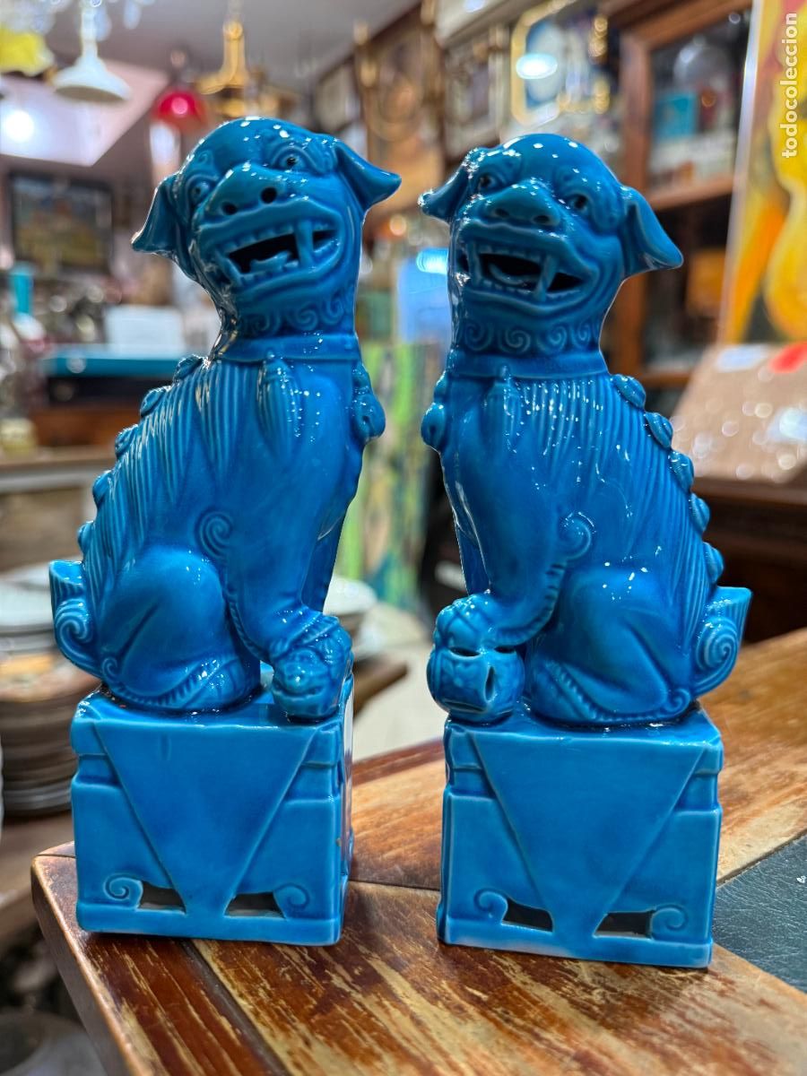 Vintage: PAREJA DE PERROS FOO DE CERAMICA - MEDIDA 16 CM - VINTAGE