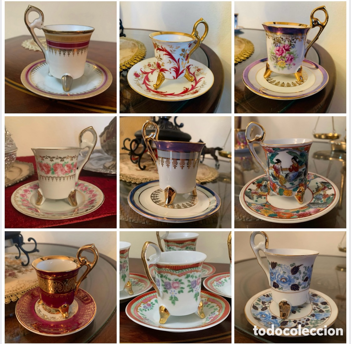 Vintage: Nueve tazas de porcelana de coleccion