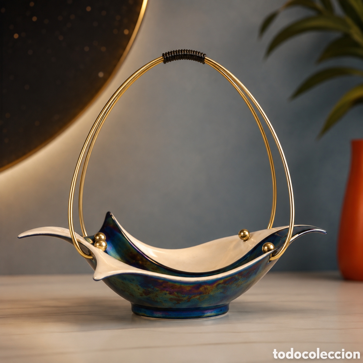 Vintage: Centro de mesa Veceram vintage iridiscente mid century Space Age