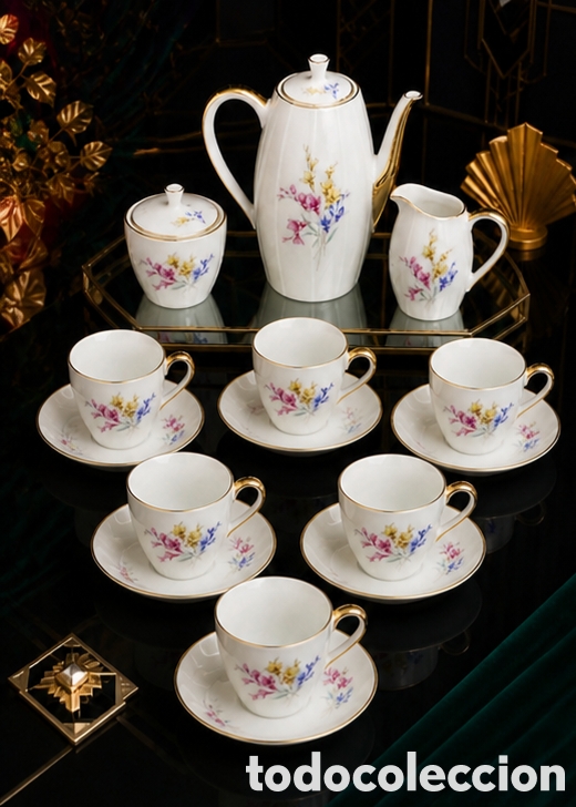 Vintage: Juego caf&eacute; J&auml;ger & Co Bavaria para 6 &ndash; porcelana alemana vintage