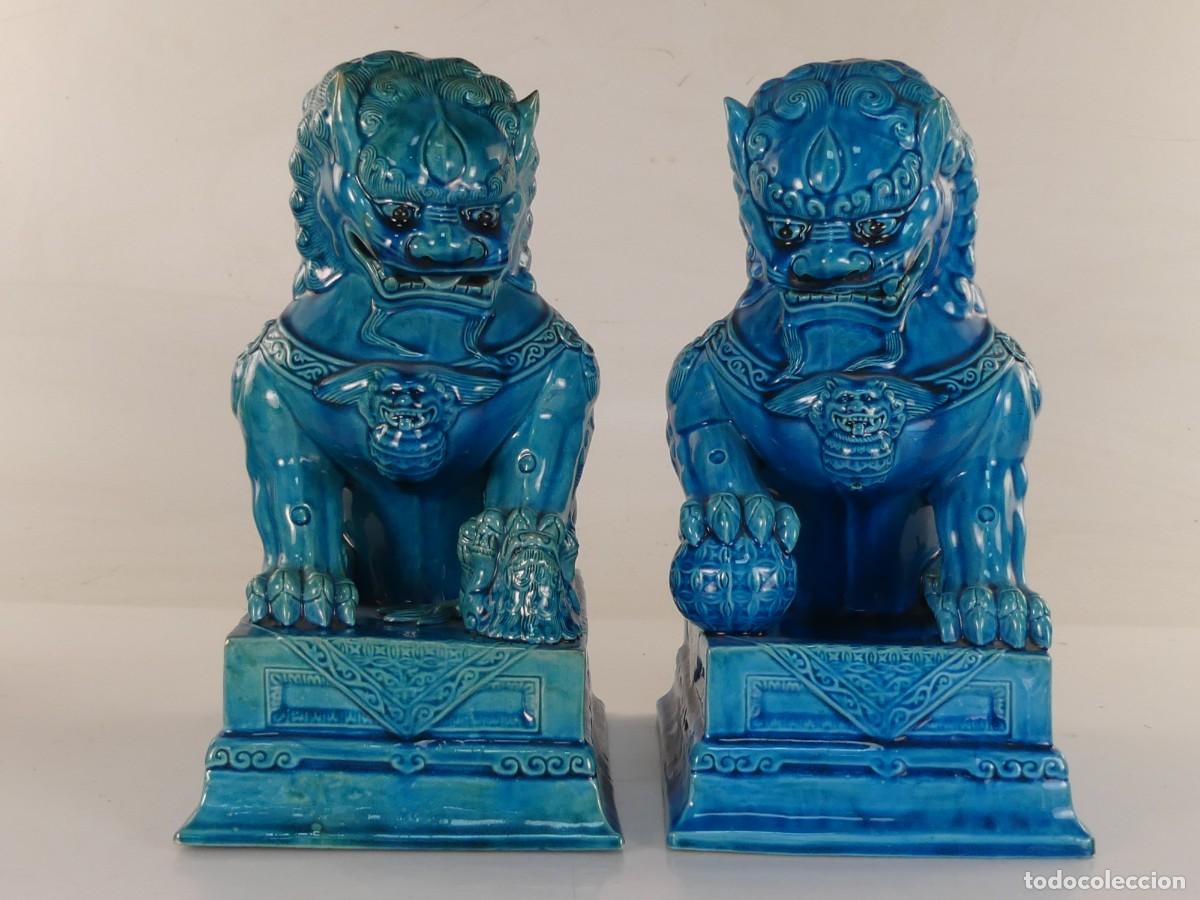 Vintage: Vintage Pareja de Leones Foo Porcelana de Colecci&oacute;n Excelente Decoraci&oacute;n Sobremesa Miden 29 cm