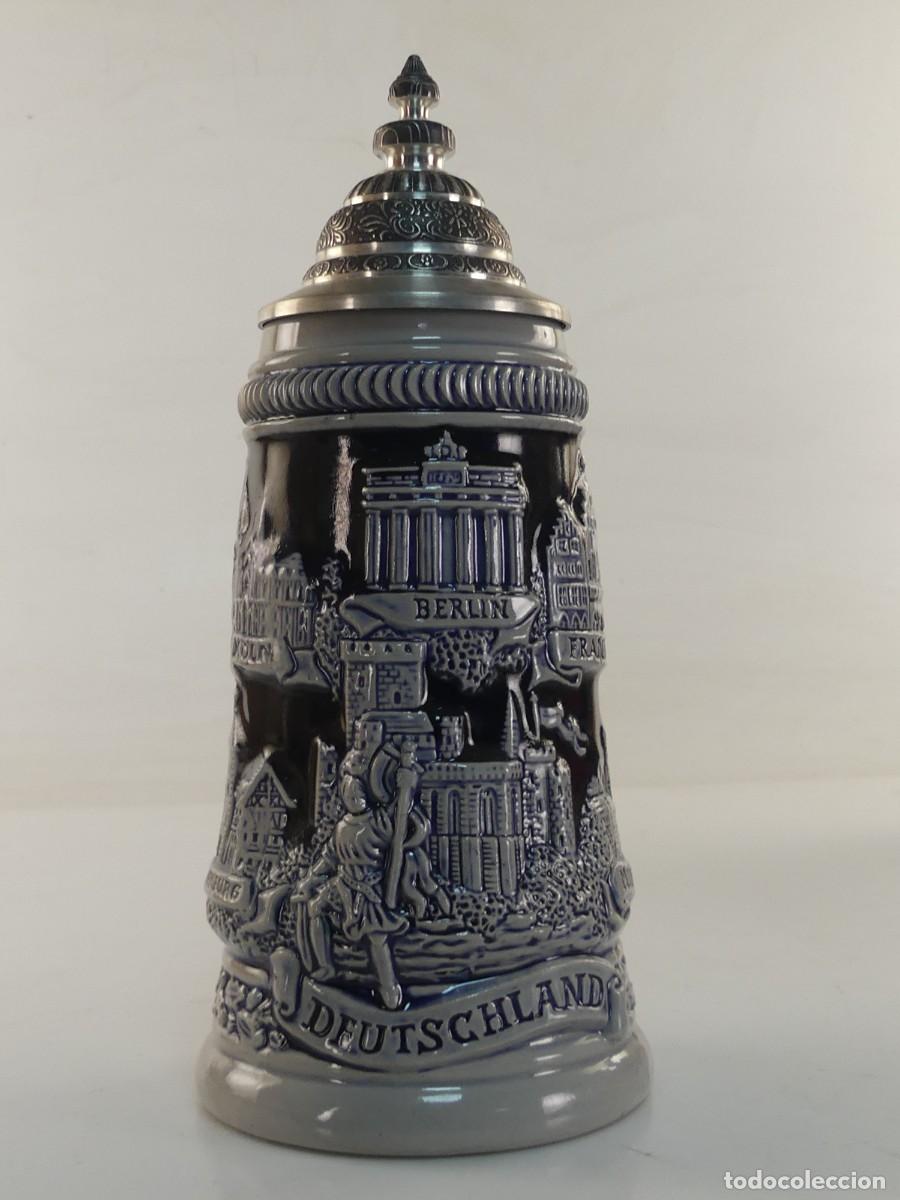 Vintage: BONITA JARRA DE CERVEZA PORCELANA ALEMANA TAPA DE ZINC OBJETO DE COLECCI&Oacute;N
