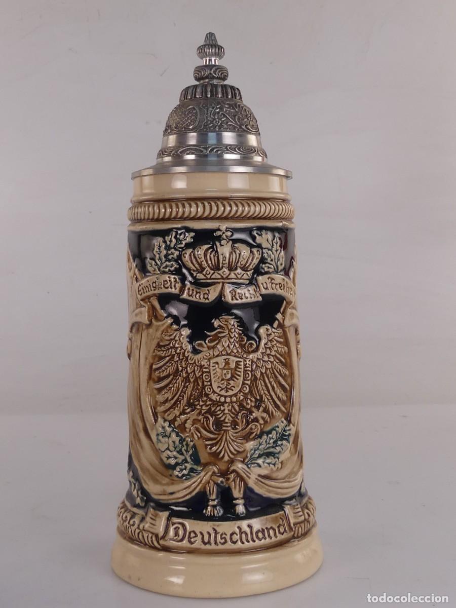 Vintage: BONITA JARRA DE CERVEZA PORCELANA ALEMANA TAPA DE ZINC OBJETO DE COLECCI&Oacute;N