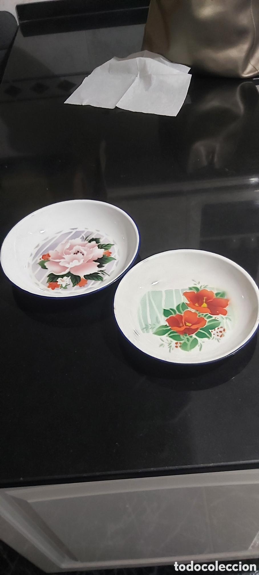 Vintage: Lote 2 cuencos metal / porcelana Bumper Harvest MCM