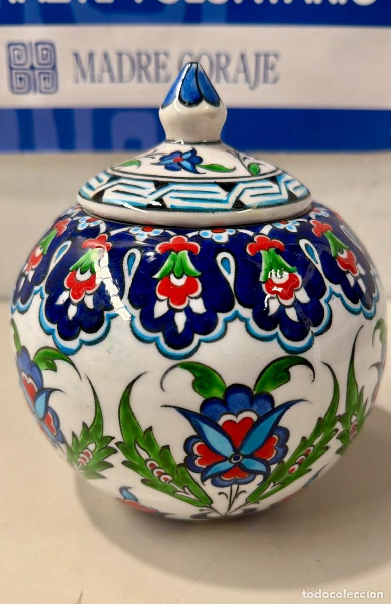 Vintage: Orza / Bote de jengibre turco - Altın &Ccedil;ini K&uuml;tahya - Cer&aacute;mica pintada a mano 18cm, estilo Iznik