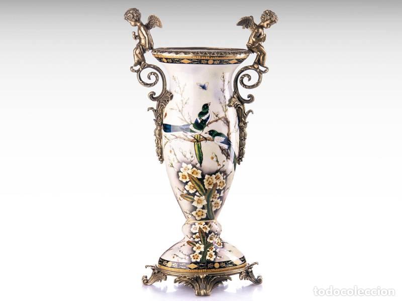 Vintage: Jarr&oacute;n de porcelana y bronce; Estilo Luis XVI - Art Nouveau (1432)
