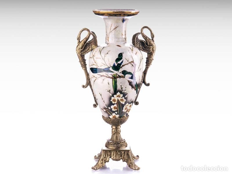 Vintage: Jarr&oacute;n de porcelana y bronce; Estilo Luis XVI - Art Nouveau (1429)
