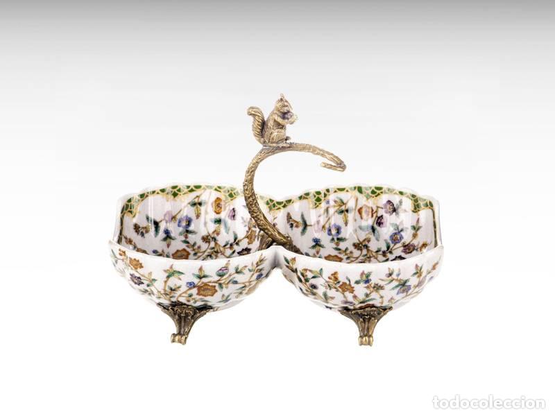 Vintage: Bol de porcelana y bronce - Art Nouveau (1425)