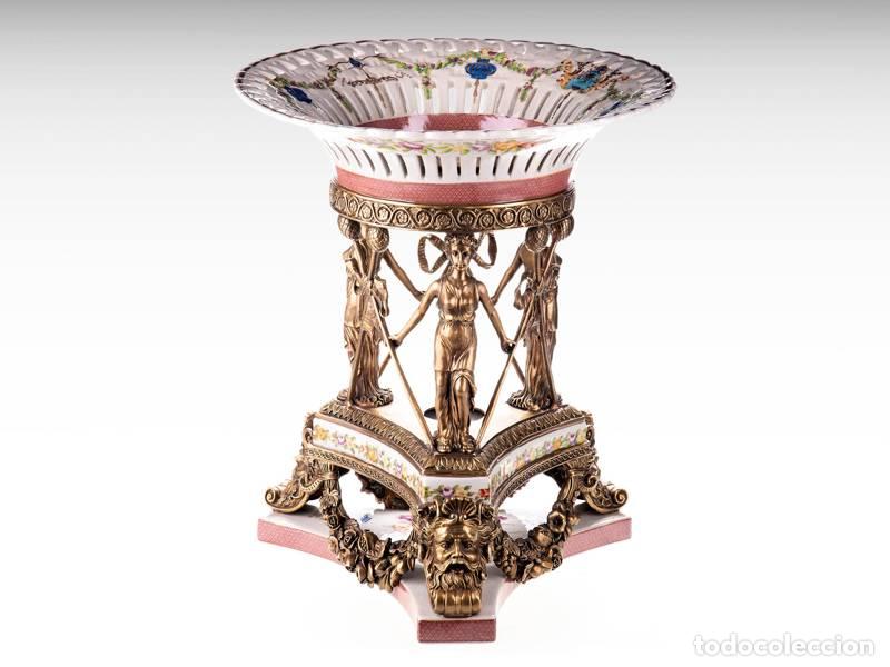 Vintage: Bol de porcelana y bronce - Art Nouveau (1442)