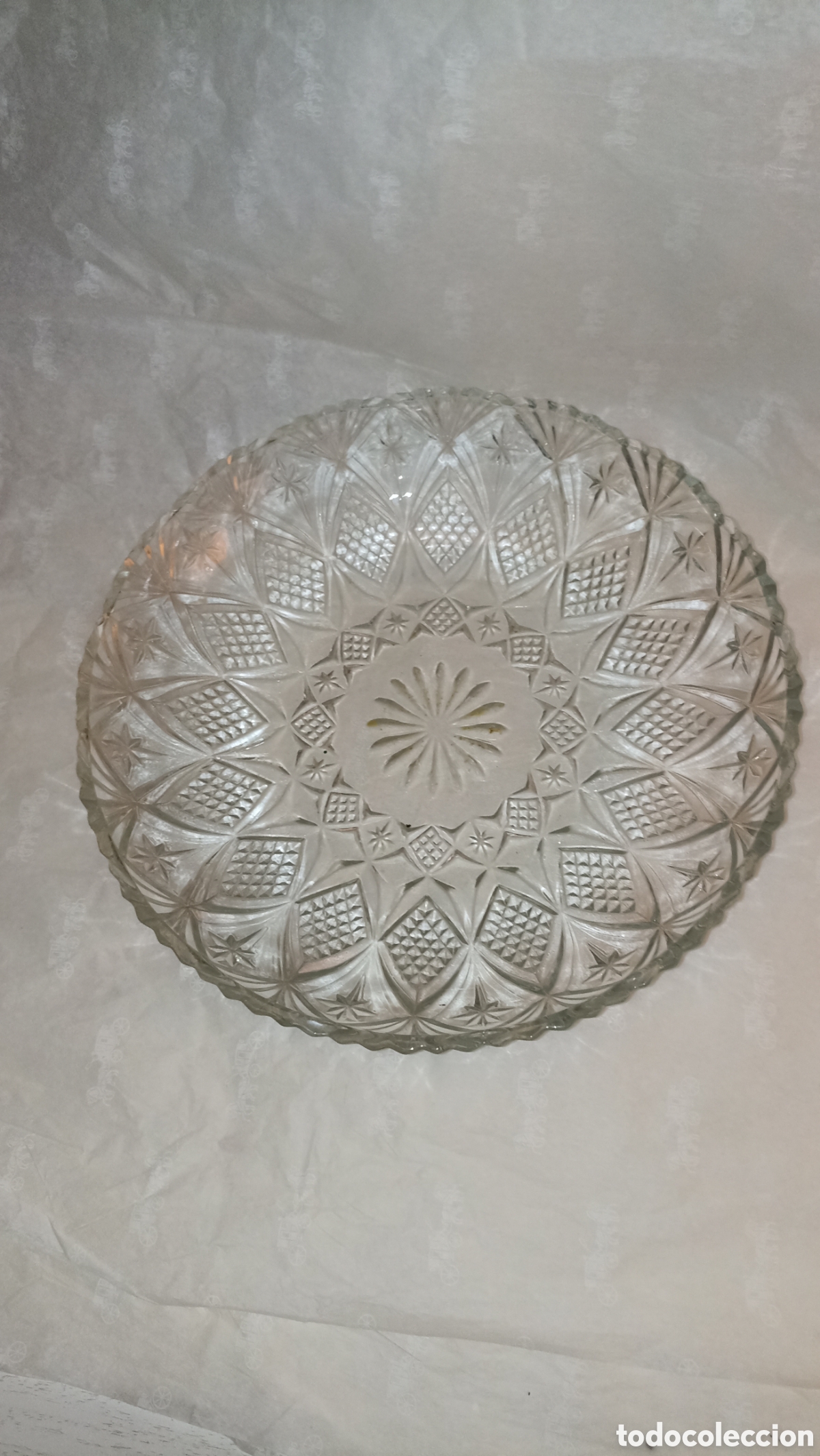 Vintage: Gran Fuente de Cristal Tallado Vintage - 30cm - Impecable