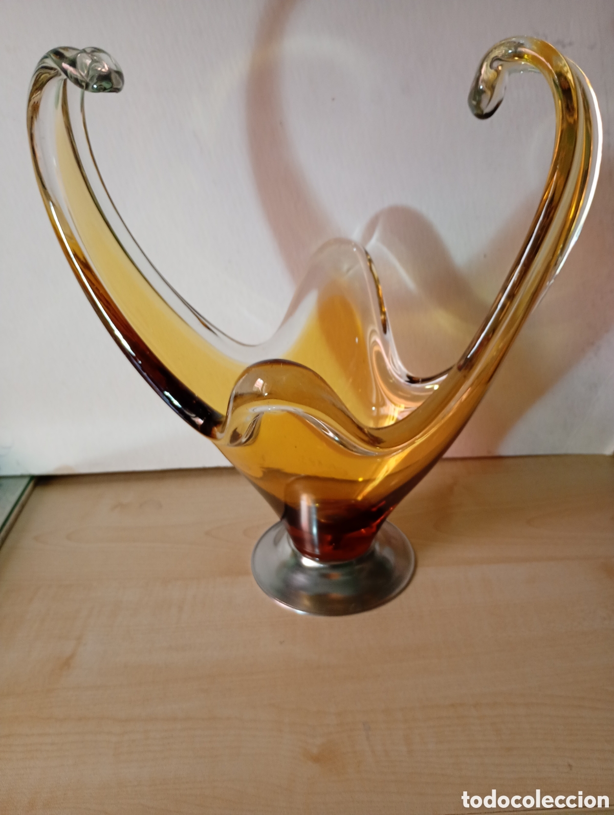 Vintage: Centro de mesa cristal ambar