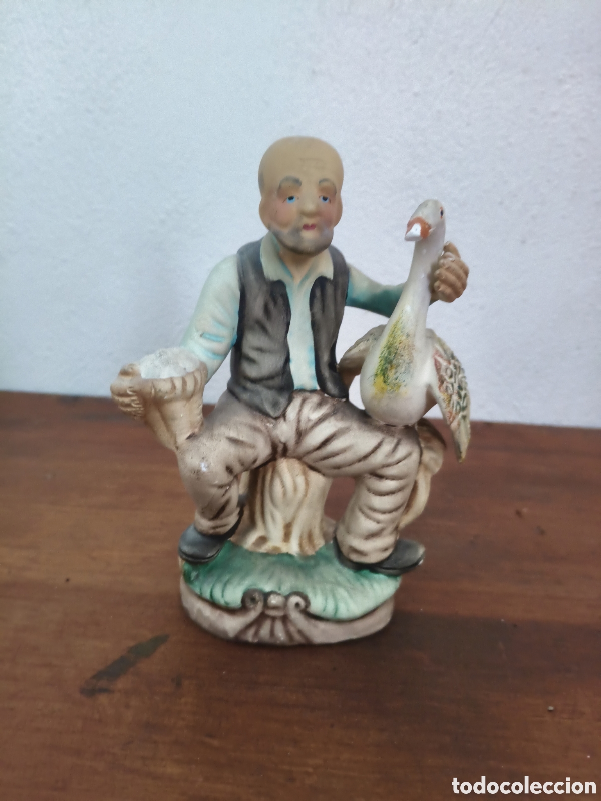 Vintage: ANTIGUA FIGURA DE ANCIANO CON OCA SOVAL SIGLO XX , artesania SOVAL