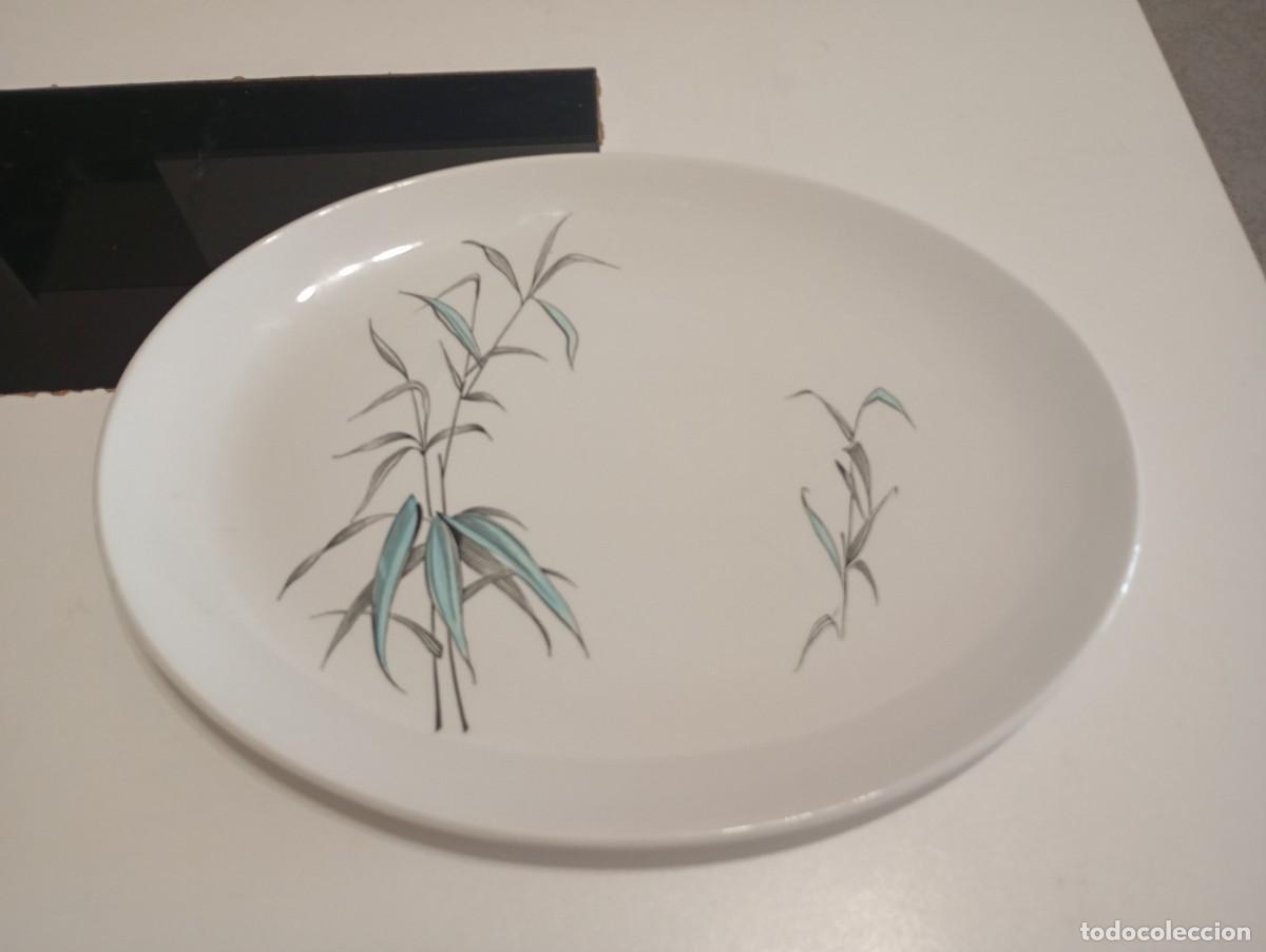 Vintage: PLATO OVALADO GRANDE DE CER&Aacute;MICA WHISPERING GRASS DE BRITISH ANCHOR VINTAGE DE LOS A&Ntilde;OS 50