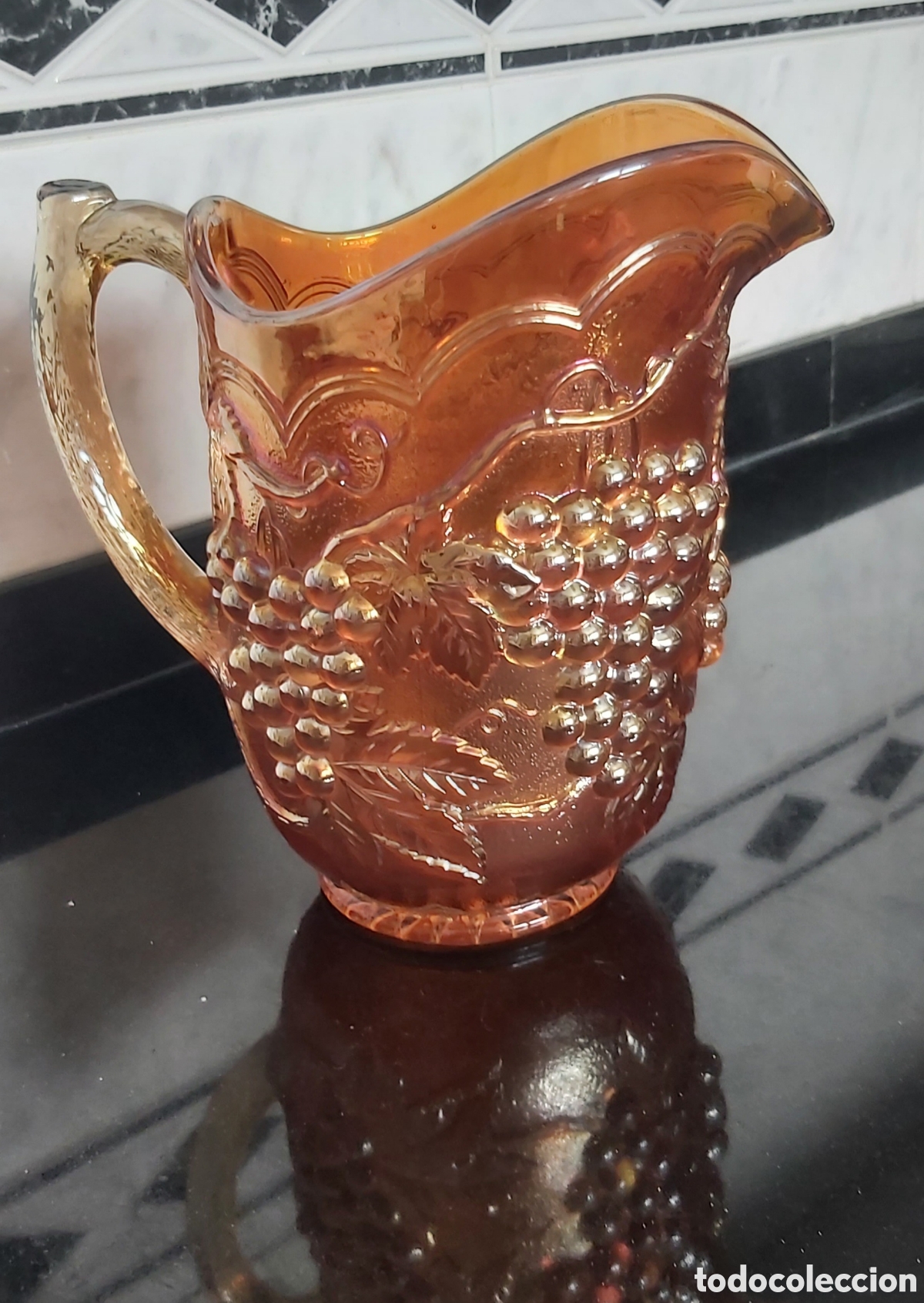 Vintage: Gran Jarra de Vidrio de Carnaval -&rdquo;Marigold&rdquo;2litroa