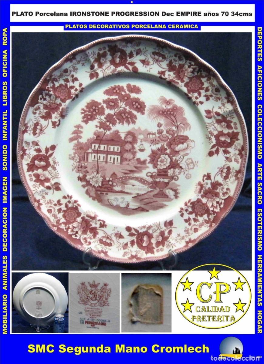 Vintage: PLATO Decorativo PORCELANA IRONSTONE PROGRESSION Dec EMPIRE Calidad Pret&eacute;rita Muy buen estado.