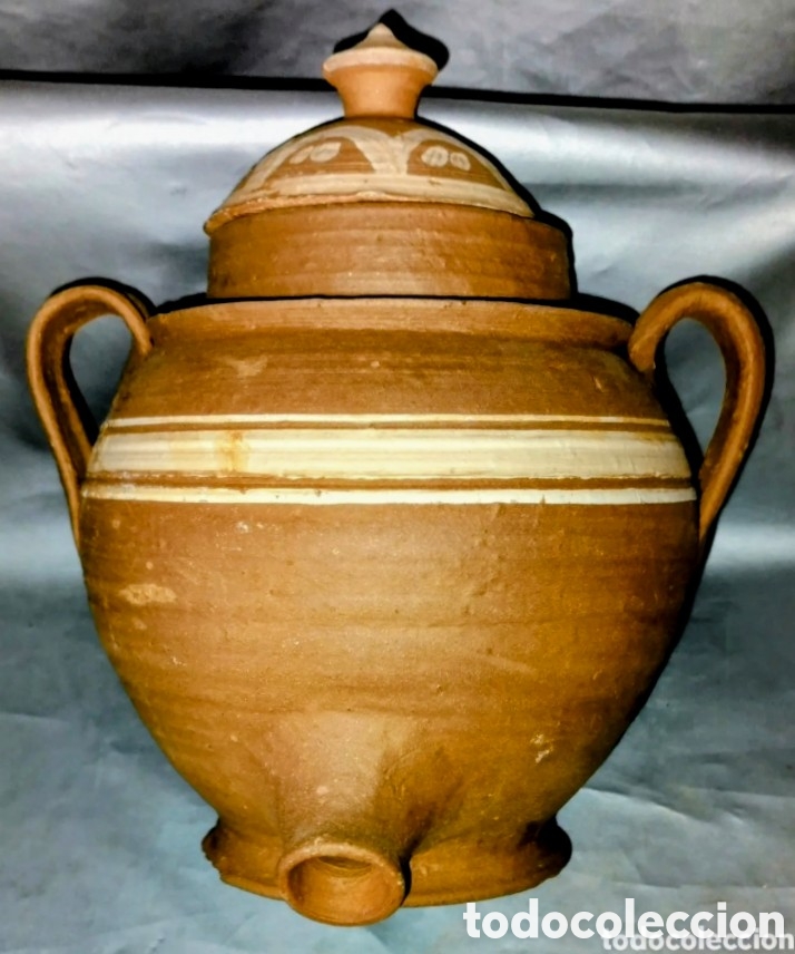 Vintage: PINTORESCO BOTIJO VINTAGE DE BARRO CON TAPA a&ntilde;os 80 en BUEN ESTADO con un m&iacute;nimo defecto (ver fotos)