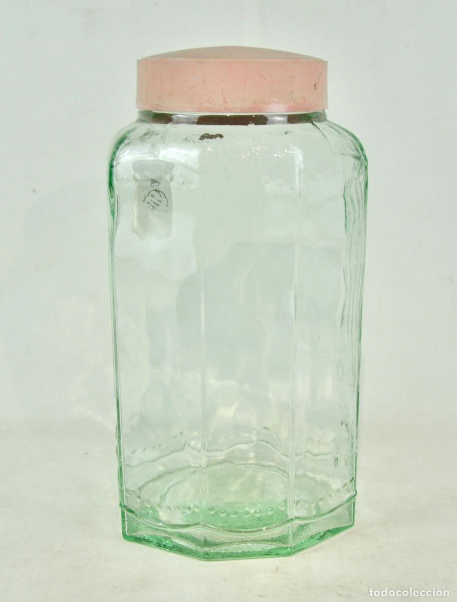 Vintage: Bote cristal grande tapa baquelita rosa
