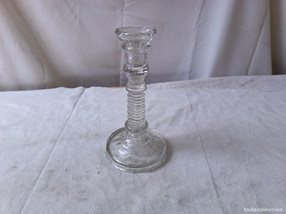 Vintage: Candelabro u Portavelas de cristal, en forma de columna
