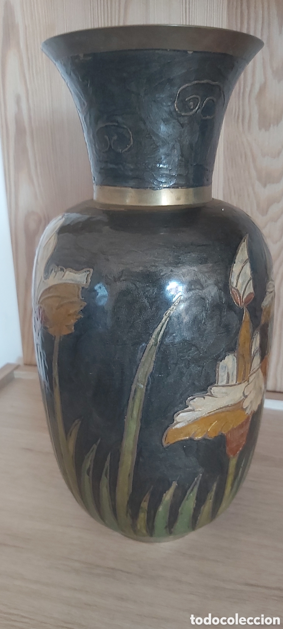 Vintage: Jarr&oacute;n Vintage Gran Formato (30cm) - Lat&oacute;n Esmaltado Cloisonn&eacute;