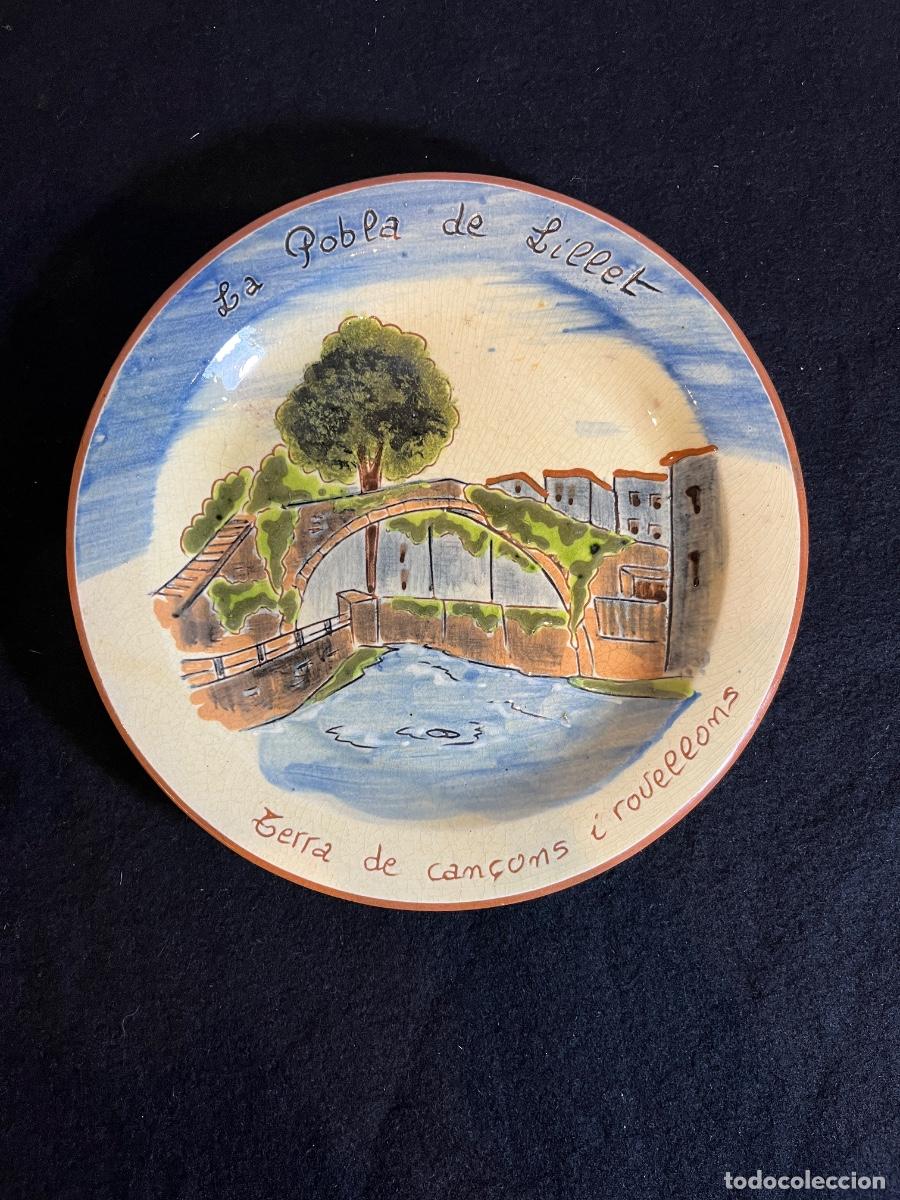 Vintage: Plato Cer&aacute;mica Vintage La Pobla de Lillet Catalu&ntilde;a Souvenir Pont Vell Decoraci&oacute;n Retro