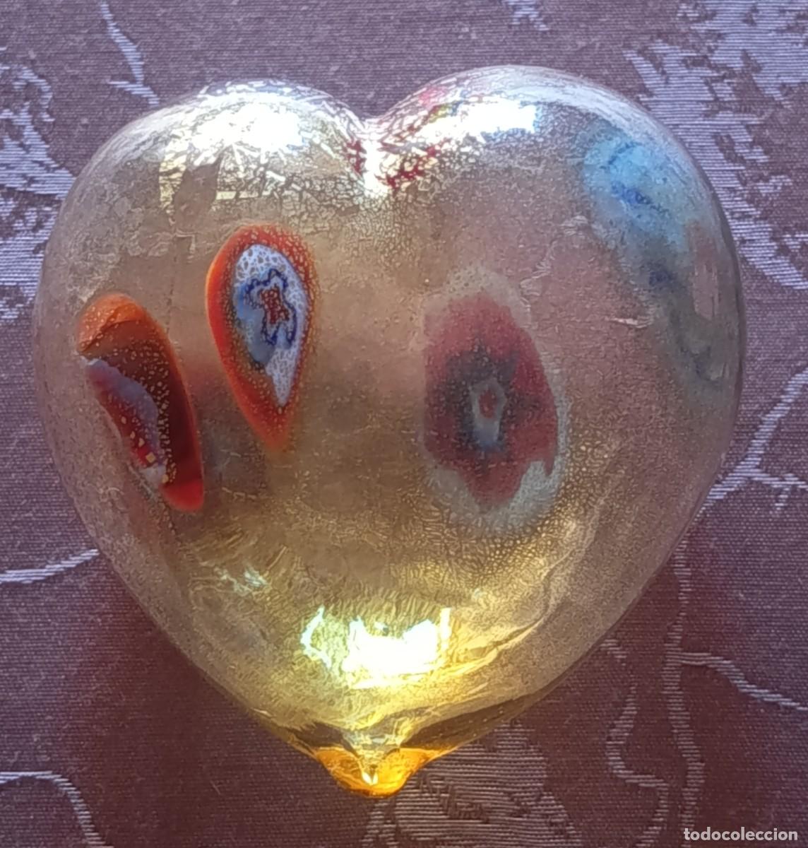 Vintage: MARAVILLOSO CORAZ&Oacute;N DE CRISTAL DE MURANO DORADO. VINTAGE