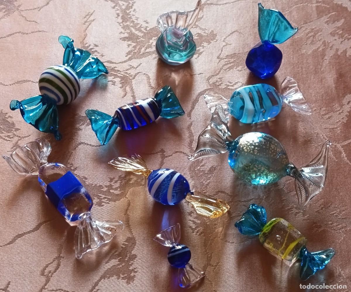 Vintage: DIEZ BONITOS CARAMELOS DE DIVERSOS TAMA&Ntilde;OS Y COLORES DE CRISTAL DE MURANO. VINTAGE