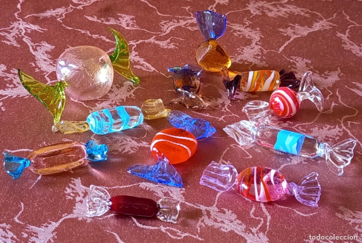 Vintage: ONCE ALEGRES CARAMELOS DE DIVERSOS TAMA&Ntilde;OS Y COLORES DE CRISTAL DE MURANO. VINTAGE