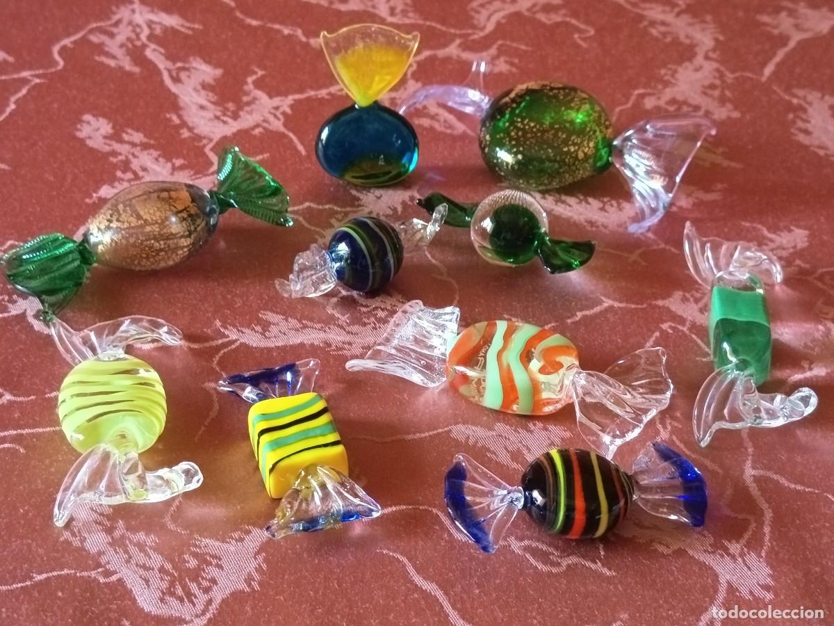 Vintage: DIEZ VISTOSOS CARAMELOS DE DIVERSOS TAMA&Ntilde;OS Y COLORES DE CRISTAL DE MURANO. VINTAGE