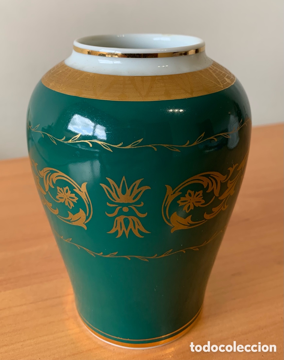 Vintage: Jarr&oacute;n vintage porcelana verde esmeralda