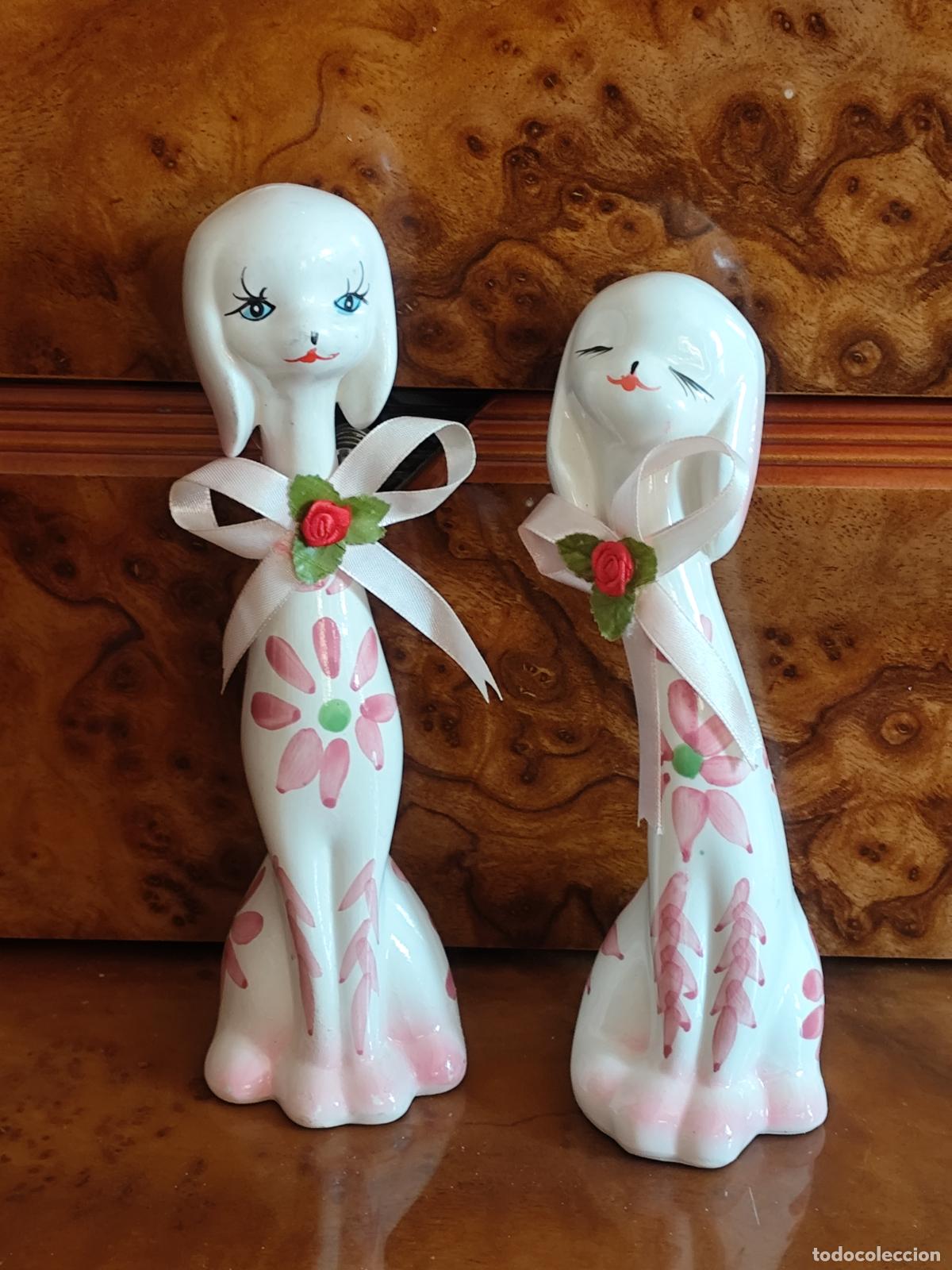 Vintage: Pareja Perros Perritos Porcelana. A&ntilde;os 60 / 70