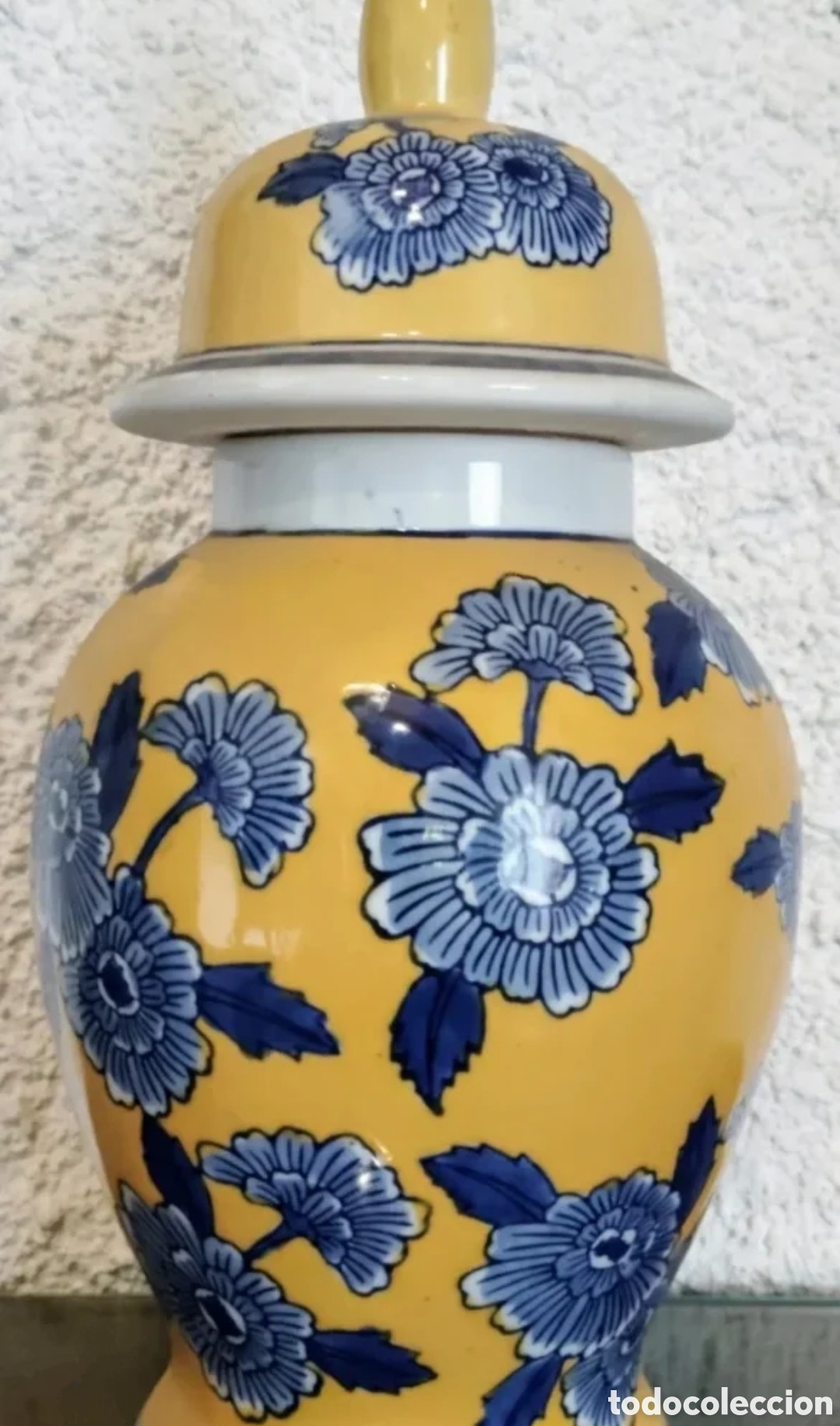 Vintage: Tibor de cer&aacute;mica con motivos florales, pote de almacenamiento