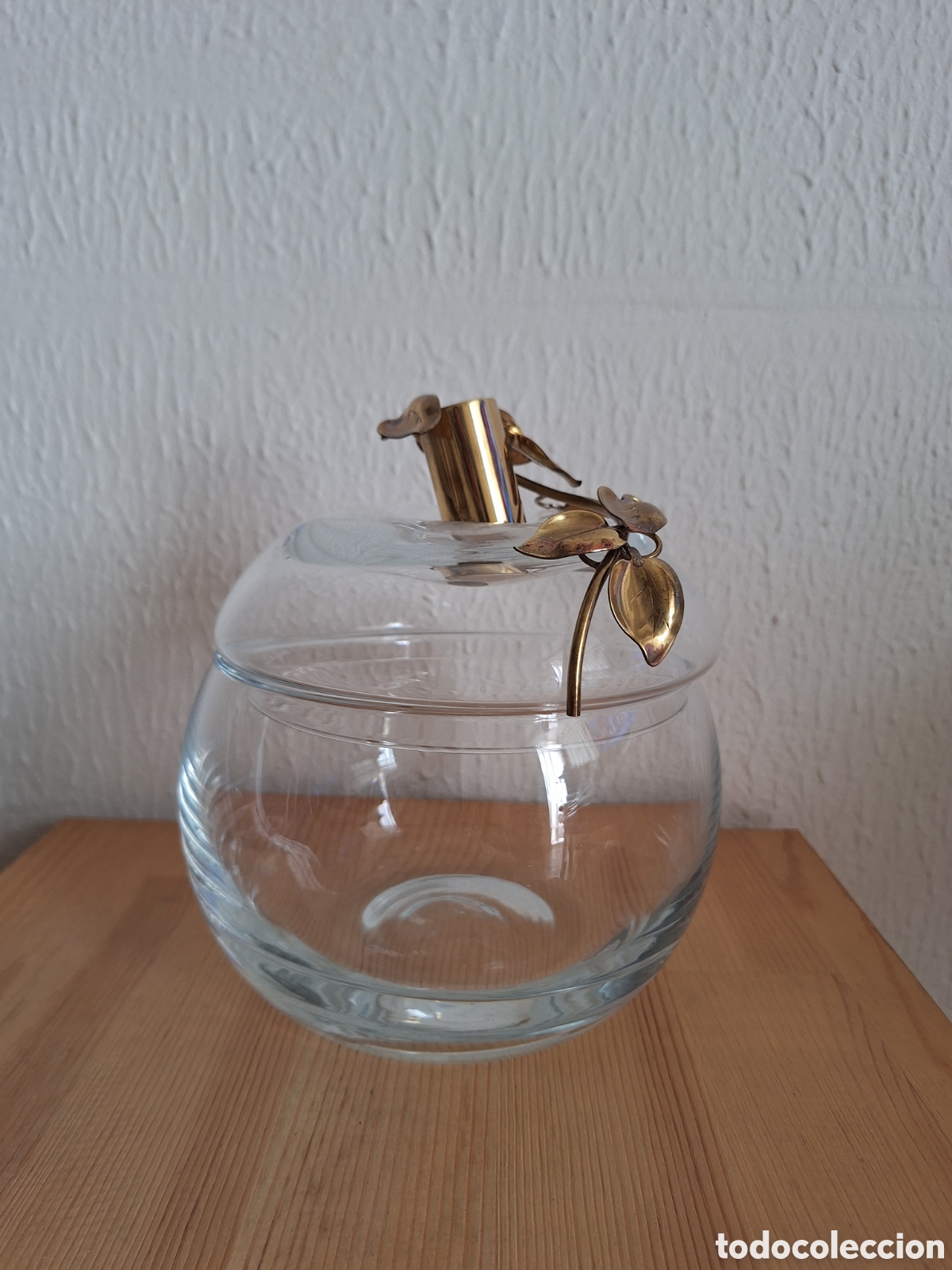 Vintage: Caja de dulces vintage cristal y metal dorado