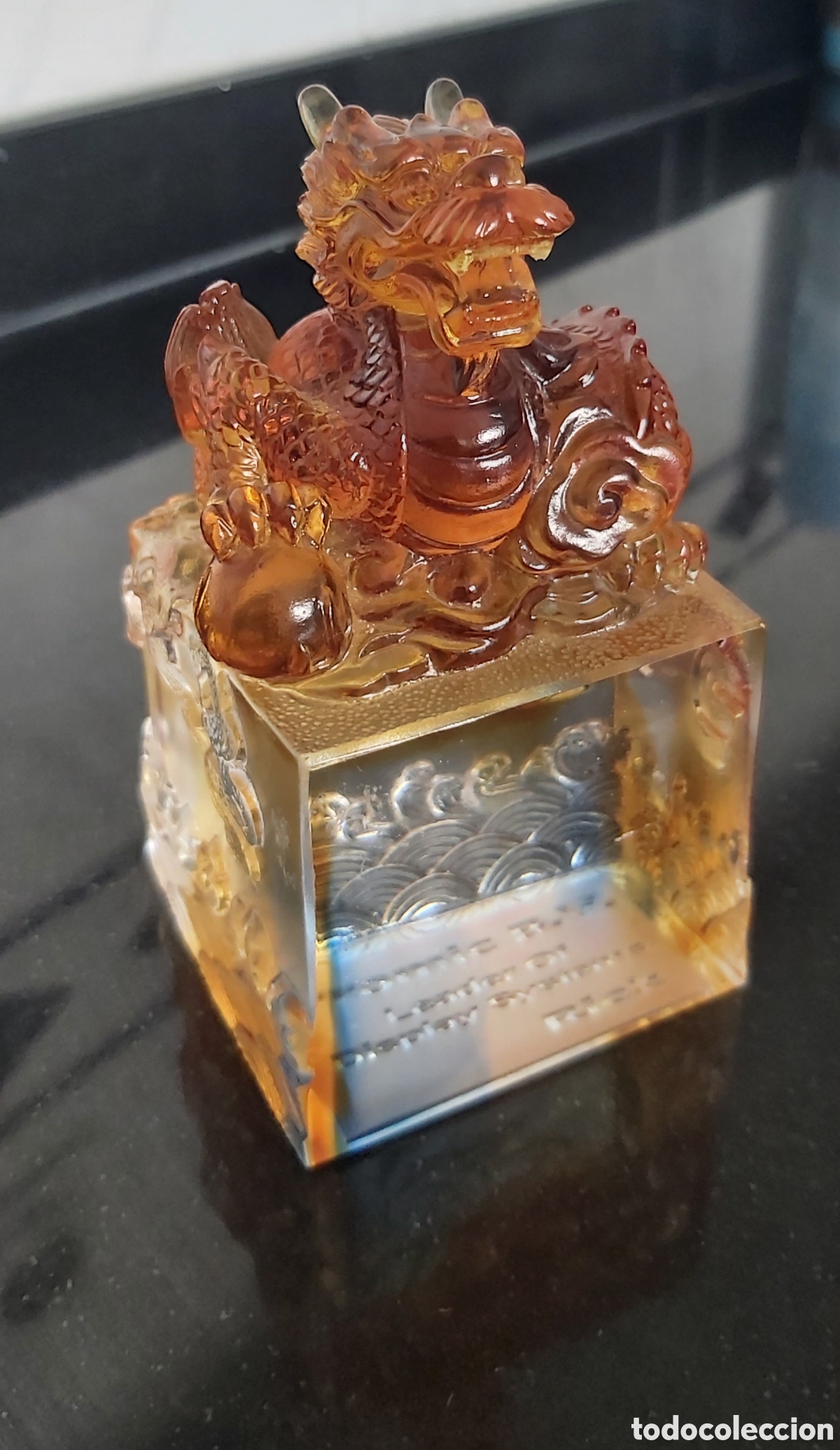 Vintage: Drag&oacute;n Imperial de Cristal Liuli - Escultura Maciza 775g