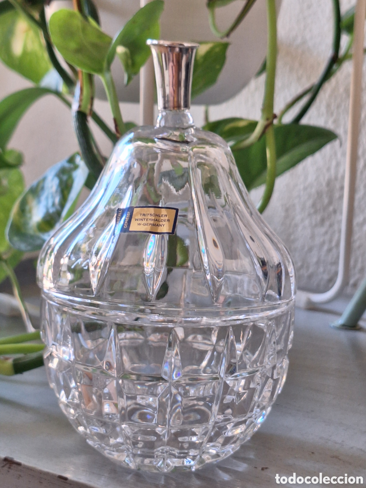 Vintage: Caja pera/dulces cristal Tritschler Winterhalder