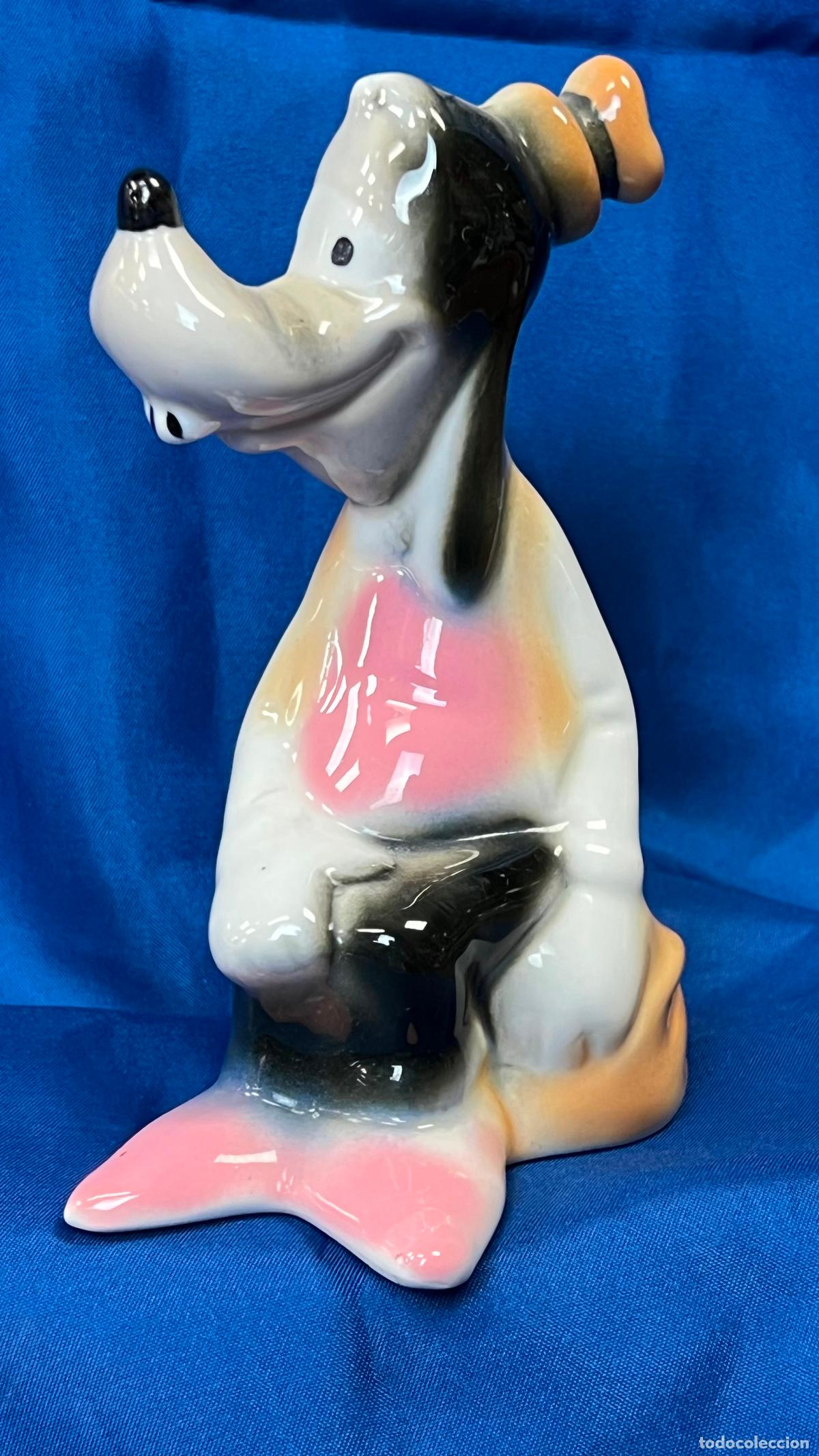 Vintage: Antigua Figura de Goofy (Tribil&iacute;n) en Porcelana / Cer&aacute;mica. Walt Disney Productions. Made in Spain.