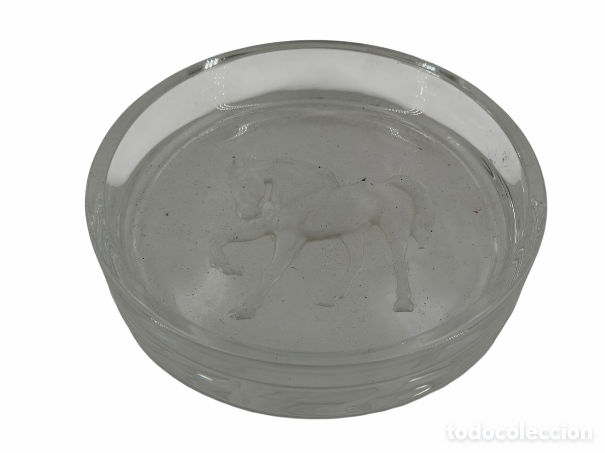 Vintage: Plato de Cristal Relieve de Caballo