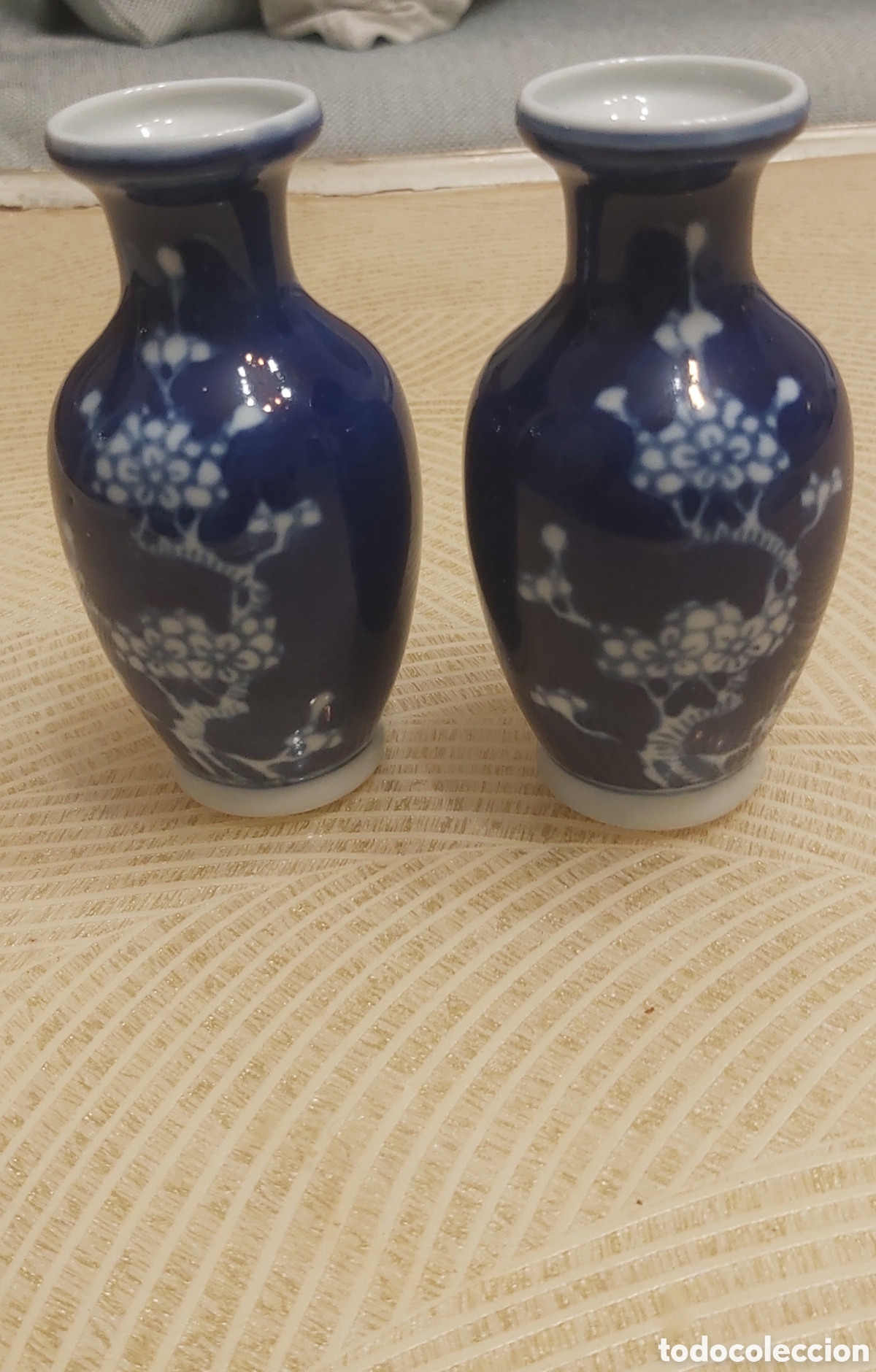 Vintage: 2 Jarrones Porcelana Prunus MCM Miniatura