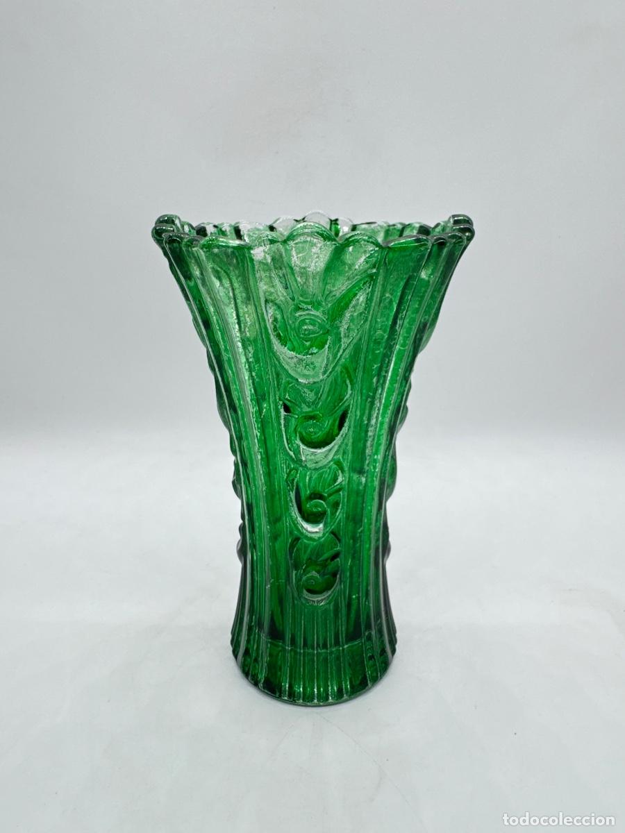 Vintage: ELEGANTE JARR&Oacute;N DE CRISTAL VERDE DE ORIGEN ITALIANO VINTAGE