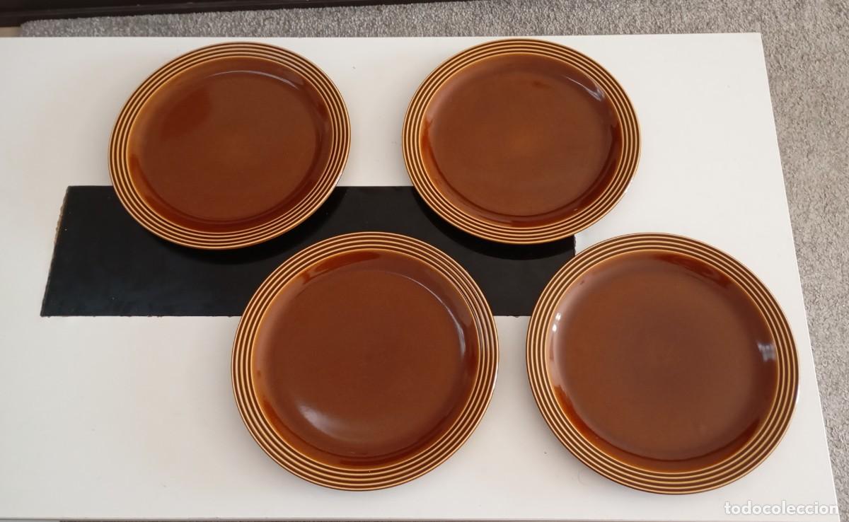 Vintage: PRECIOSO JUEGO DE 4 PLATOS GRANDES REDONDOS PARA CENA DE CER&Aacute;MICAS HORNSEA, HEIRLOOM VINTAGE DE 1972