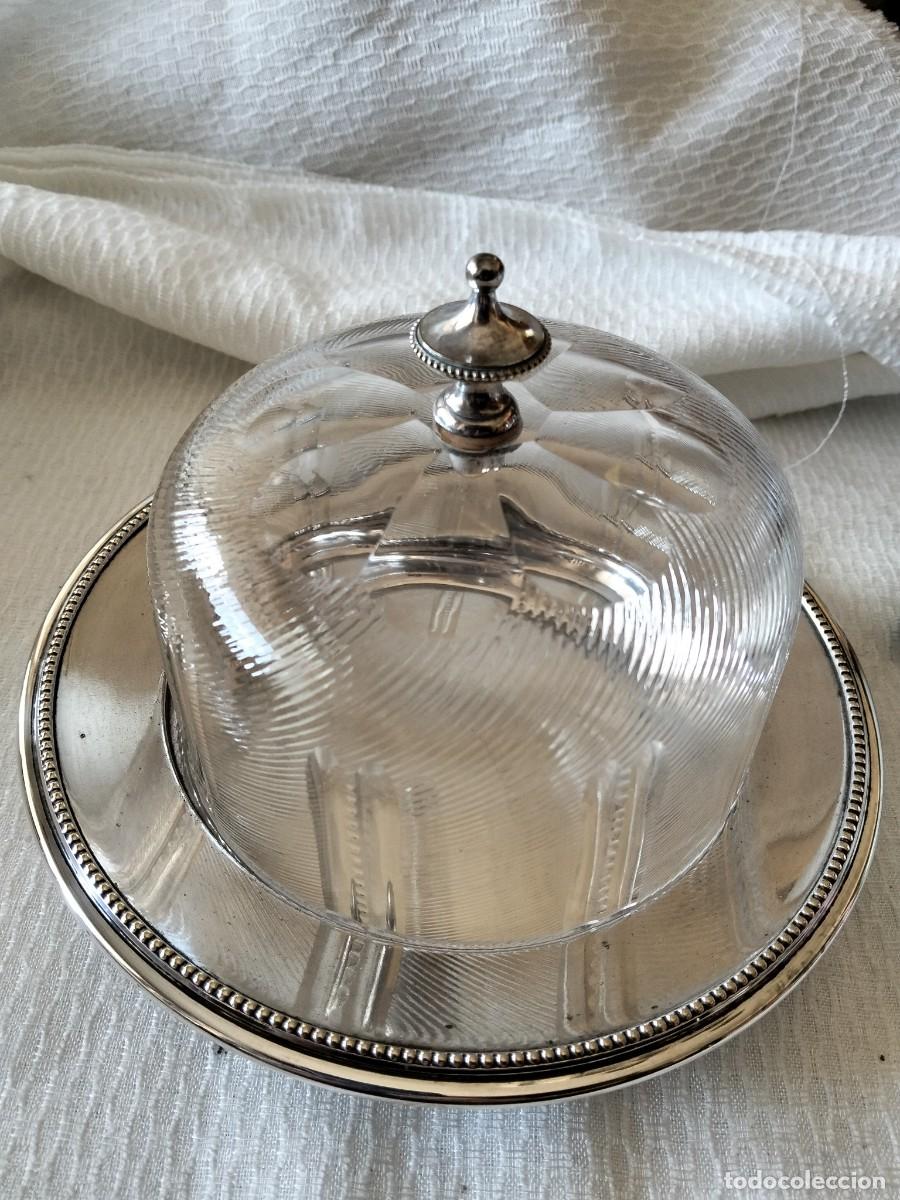 Vintage: MABNTEQUILLERA VINTAGE FARCO ALPACA Y CRISTAL TALLADO PLATO 28 CM SPROX