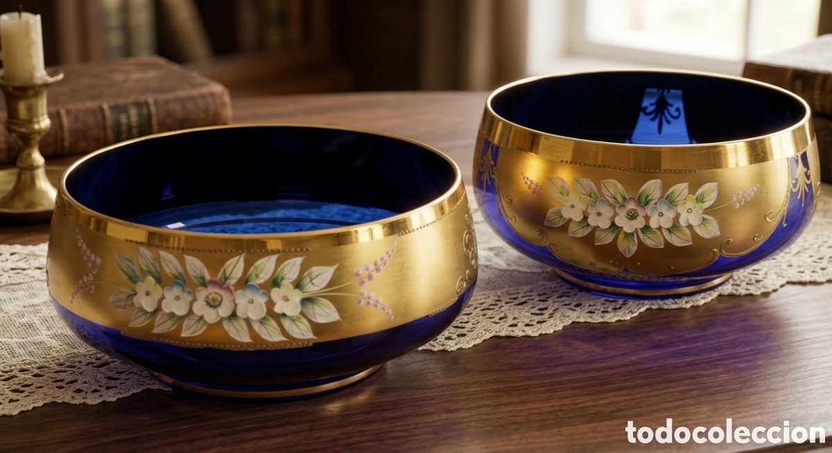 Vintage: Pareja de Centros de Mesa - Aut&eacute;ntico Cristal de Bohemia